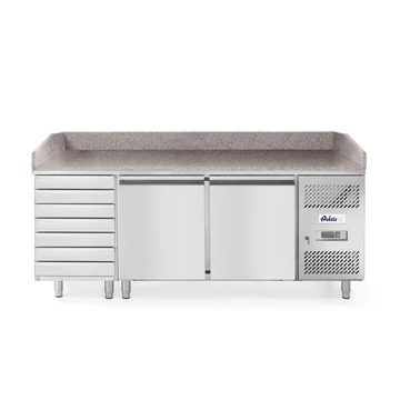 Kétajtós pizza munkaasztal 7 fiókkal 280L, Arktic, 250L, 230V/250W, 2020x802x(H)1000mm