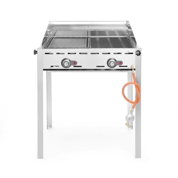 Green Fire grillsütő, 2 égővel, HENDI, Profi Termékcsalád, Zománcozott öntöttvas GN 1/1 sütőlap és sütőrács, 11,6kW, 740x615x(H)825mm