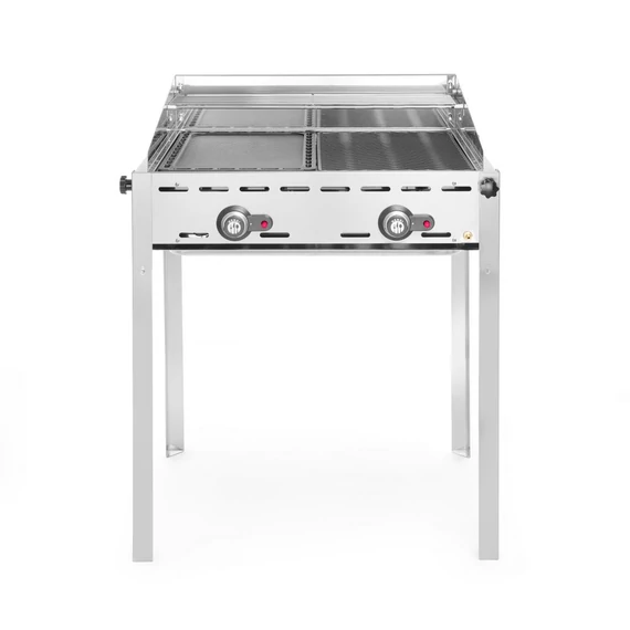 Green Fire grillsütő, 2 égővel, HENDI, Profi Termékcsalád, Zománcozott öntöttvas GN 1/1 sütőlap és sütőrács, 11,6kW, 740x615x(H)825mm
