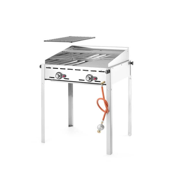 Green Fire grillsütő, 2 égővel, HENDI, Profi Termékcsalád, 2 Rozsdamentes acél GN 1/1 grillsütő rács, 11,6kW, 740x612x(H)825mm