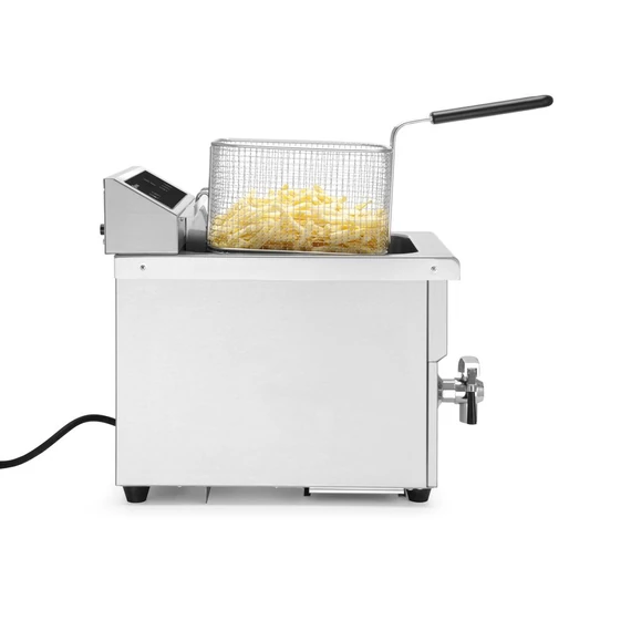 Indukciós olajsütő olajleeresztő csappal - 8 l, HENDI, 8L, Világos szürke, 230V/3500W, 288x619x(H)408mm