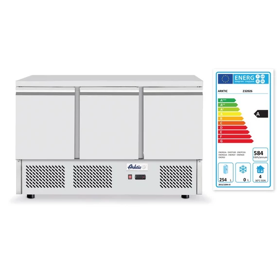 Háromajtós hűtött munkaasztal Kitchen Termékcsalád 380L, Arktic, 230V/220W, 1375x700x(H)890mm