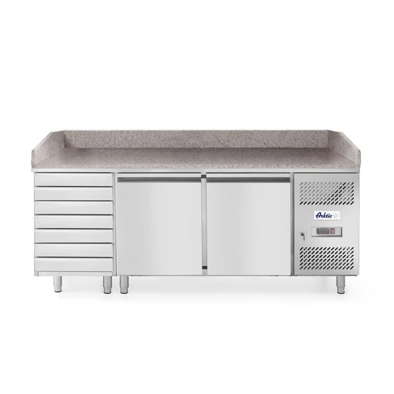 Kétajtós pizza munkaasztal 7 fiókkal 280L, Arktic, 250L, 230V/250W, 2020x802x(H)1000mm