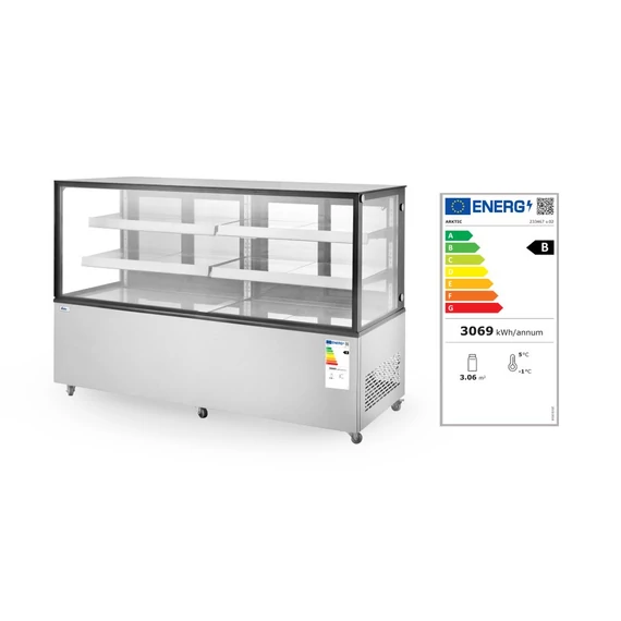 Bemutató vitrin 2 polccal, Arktic, 510L, 230V/490W, 1524x677x(H)1230mm