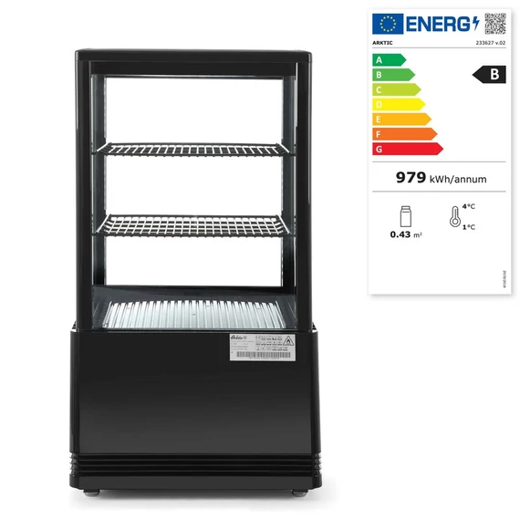 Bemutató vitrin 58L, Arktic, fekete, 230V/170W, 452x406x(H)830mm