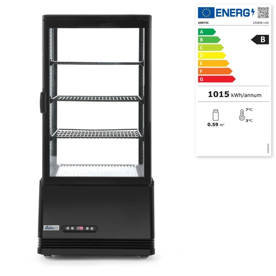 Bemutató vitrin 78L, Arktic, fekete, 230V/170W, 444x397x(H)940mm