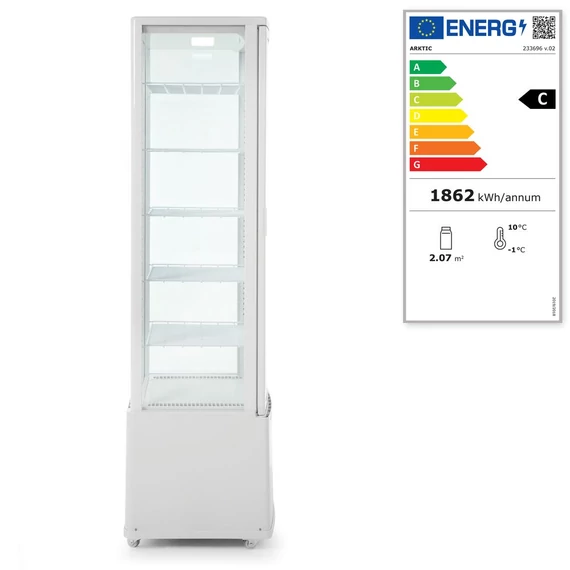 Bemutató vitrin 270L, Arktic, fehér, Fehér, 230V/290W, 550x520x(H)1870mm