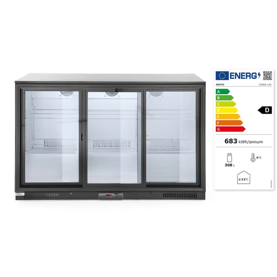 Hátsó hűtőrúd három tolóajtóval, Arktic, 254L, Fekete, 220-240V/160W, 1350x520x(H)865mm