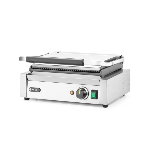 Kontakt grill Pannini, HENDI, Bordázott tetejű és sima aljú, 230V/2200W, 430x375x(H)216mm