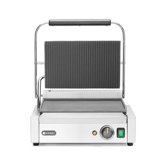 Kontakt grill Pannini, HENDI, Bordázott tetejű és sima aljú, 230V/2200W, 430x375x(H)216mm