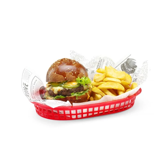 Tálaló kosarak fast food stílusban, HENDI, Piros, 6 db., 275x175x(H)38mm