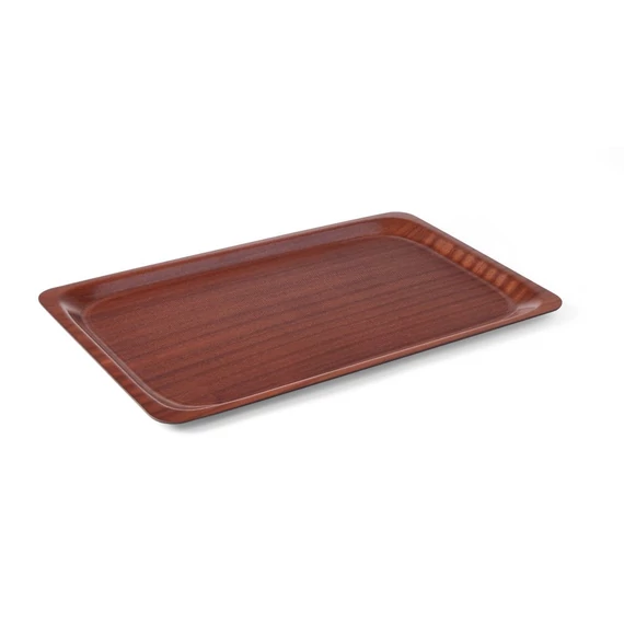 Tálca, téglalap alakú, csúszásmentes, laminált, AmerBox, GN 1/1, Mahagóni, 325x530mm