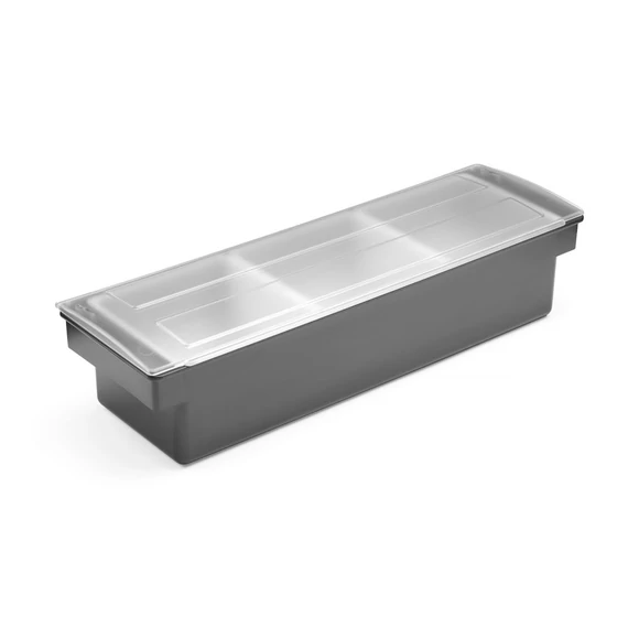 Alapanyag tároló doboz - 3 rekesz, BarUp, Fekete, 480x150x(H)100mm