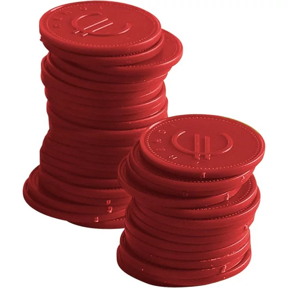 Zsetonok - 100 db, BarUp, Piros, 100 db., ⌀25mm