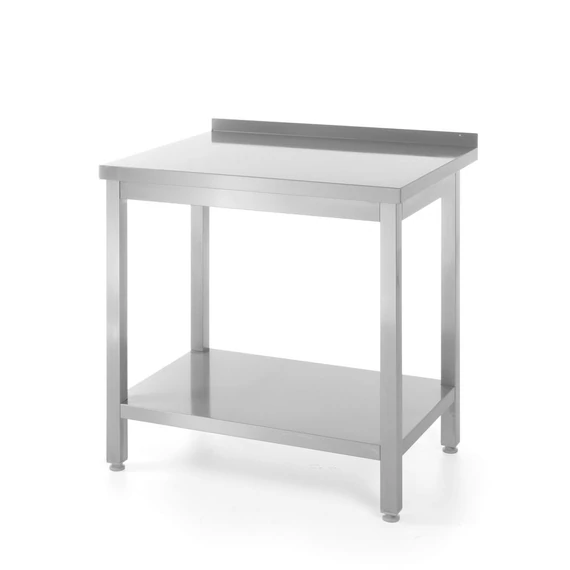 Fali asztal polccal – csavarozott, mélység: 600 mm, HENDI, Profi Line, 800x600x(H)850mm