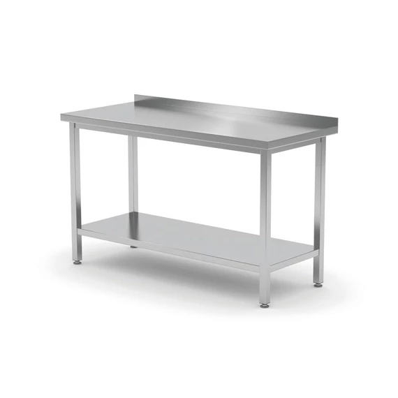 Fali asztal polccal – csavarozott, mélység: 600 mm, HENDI, Profi Line, 1000x600x(H)850mm