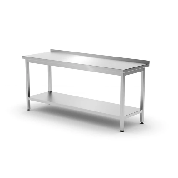 Fali asztal polccal – csavarozott, mélység: 600 mm, HENDI, Profi Line, 1800x600x(H)850mm