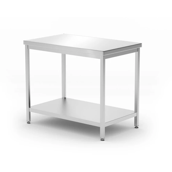 Központi asztal polccal – csavarozott, mélység: 600 mm, HENDI, Profi Line, 1000x600x(H)850mm