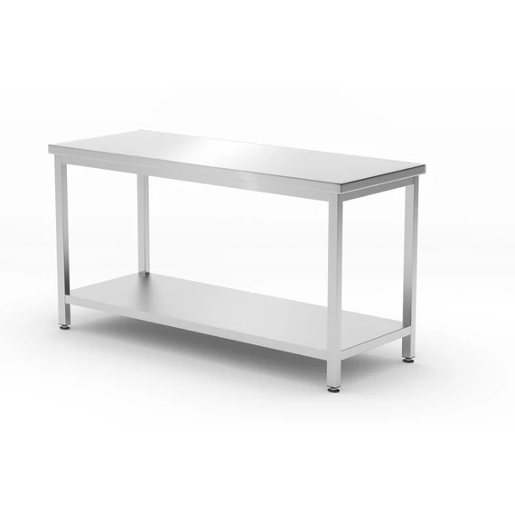 Központi asztal polccal – csavarozott, mélység: 600 mm, HENDI, Profi Line, 1600x600x(H)850mm