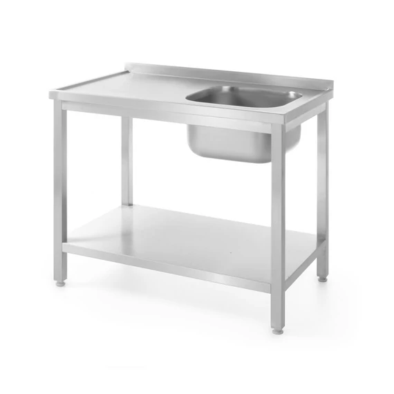 Mosogatóasztal polccal – csavarozott, mélység: 600 mm, HENDI, Profi Line, jobb oldal, 1000x600x(H)850mm