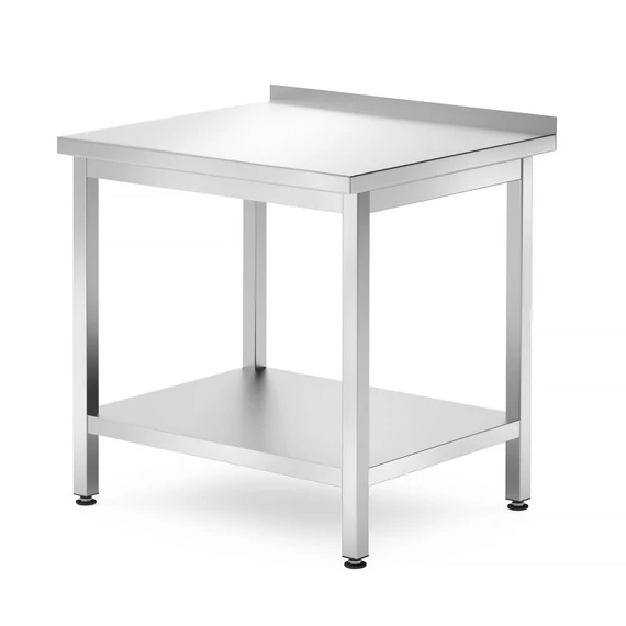 Fali asztal polccal – csavarozott, mélység: 700 mm, HENDI, Profi Line, 800x700x(H)850mm
