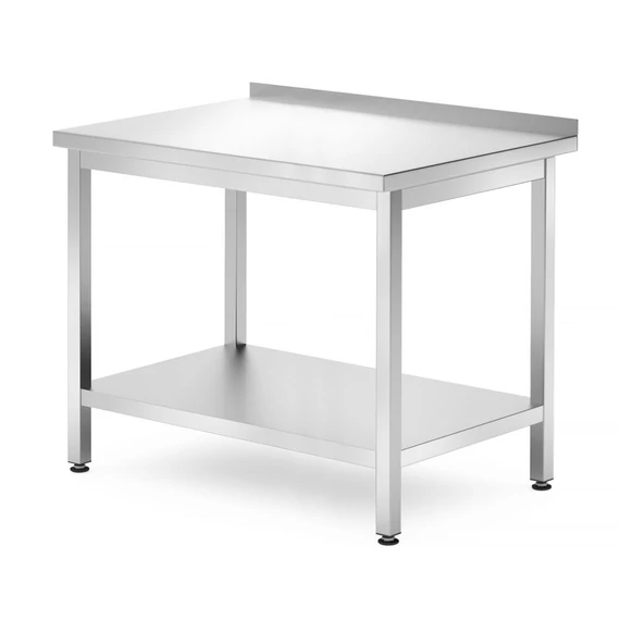 Fali asztal polccal – csavarozott, mélység: 700 mm, HENDI, Profi Line, 1000x700x(H)850mm