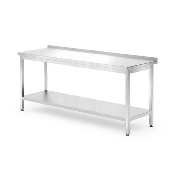Fali asztal polccal – csavarozott, mélység: 700 mm, HENDI, Profi Line, 1800x700x(H)850mm
