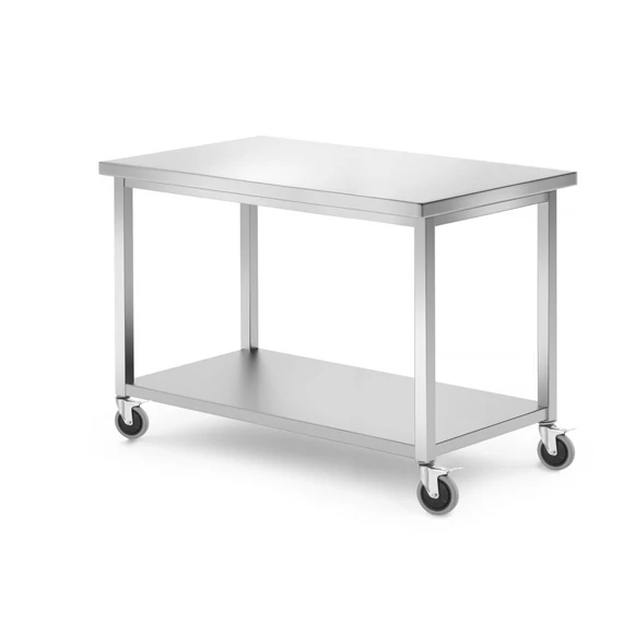 Mobil asztal polccal – csavarozott, HENDI, Kitchen Line, 1200x600x(H)850mm