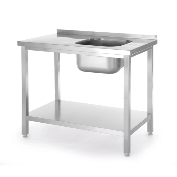 Mosogatóval és polccal, csavarozott, HENDI, Kitchen Line, Jobb kamrás mosogatópult., 800x600x(H)850mm