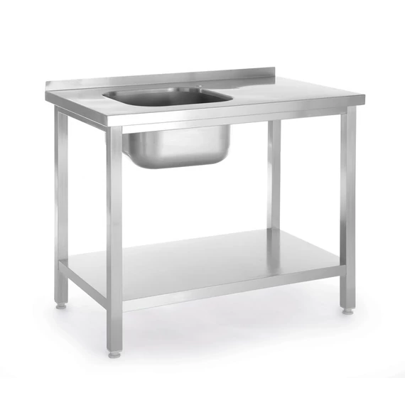 Mosogatóval és polccal, csavarozott, HENDI, Kitchen Line, bal oldali mosogatótál, 800x600x(H)850mm