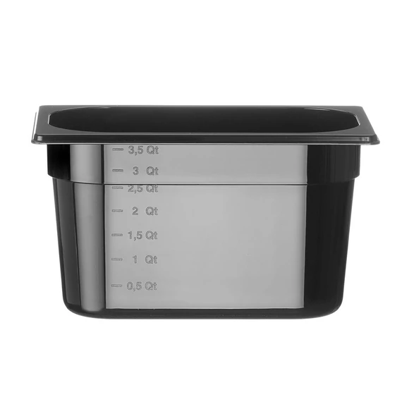 GN edény 1/4, HENDI, Profi Termékcsalád, GN 1/4, 4L, Fekete, 265x162x(H)150mm