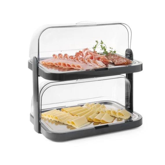 Dupla roll-top fedeles hűtővitrin Duo UNIQ, HENDI, designed by Robert Bronwasser, Fekete, 480x355x(H)480mm